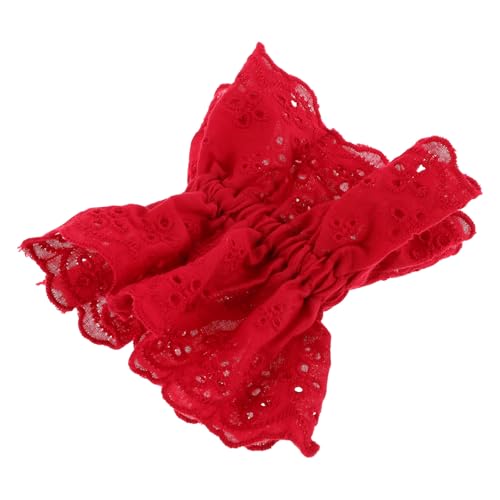 CTIRCHIU Elastische Spitzen Haargummis Haarbänder Mit Blumenstickerei Haarhalter Für Frauen Und Mädchen Rot Übergroß Für Pferdeschwanz Dutt Und Haarstyling von CTIRCHIU