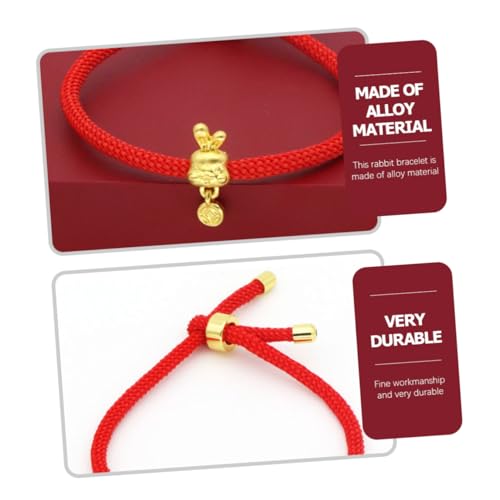 CTIRCHIU Rotes Handgefertigtes Seilarmband mit Chinesischem Tierkreiszeichen Kaninchen Verstellbar für Mädchen Studentinnen Freundin Modisches Damenarmband von CTIRCHIU