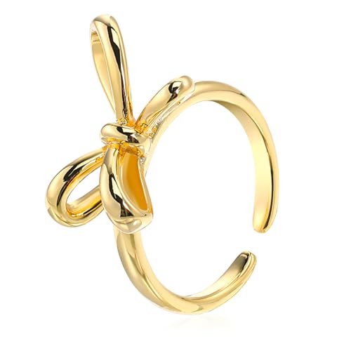 CTIRCHIU Schleifenring für Damen Offener Kupferring mit Kreativem Stapelpotenzial Eleganter Statement Schmuck Verstellbar für Fingergrößen von CTIRCHIU