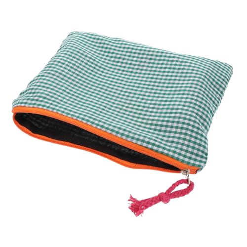 CTIRCHIU Klassische Kleine Kosmetiktasche Grünem Karomuster Tragbare Makeup-Organizer-Tasche Für Reisen Große Kapazität Multifunktional Für Stifte Und Toilettenartikel Stilvolles von CTIRCHIU