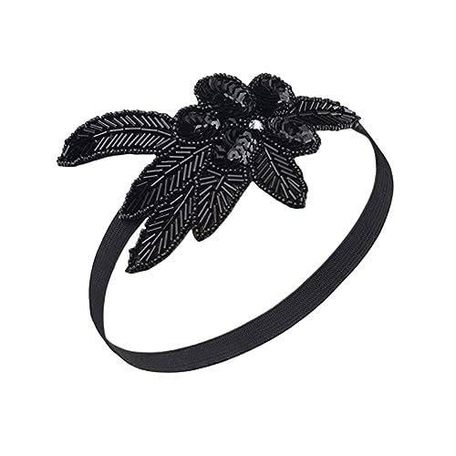 CTIRCHIU Pailletten Stirnband Schwarz Glitzer Haarband für Frauen und Mädchen Party Haarschmuck Festliche Kopfbedeckung Bequemes Haar Accessoire von CTIRCHIU