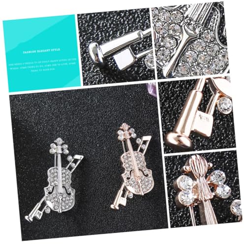 CTIRCHIU Silberfarbene Violine Brosche mit Funkelnden Strasssteinen Zarte Anstecknadel für Kleidung Modische Corsage für Damen und Mädchen Vielseitiges Accessoire für Kleider Taschen von CTIRCHIU