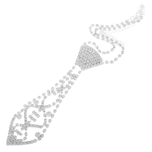 CTIRCHIU Silberne Schleifen Halskette mit Funkelnden Strasssteinen Modische Krawatten Halskette für Damen Vielseitiger Schmuck für Hochzeit Party und Festliche Anlässe von CTIRCHIU