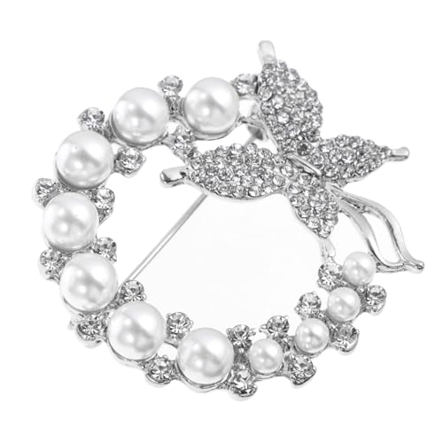 CTIRCHIU Silberne Schmetterling Brosche mit Perle und Strass Leichte Legierung Anstecknadel Modisches Kleidungszubehör für Kragen Schal Tasche Vielseitig für Damen und Festliche Anlässe von CTIRCHIU