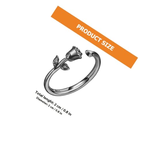 CTIRCHIU Sterling Silber Damenring Offener Verstellbarer Rosenblütenring Retro Finger Schmuck für Frauen Alltag Jubiläum Dating von CTIRCHIU