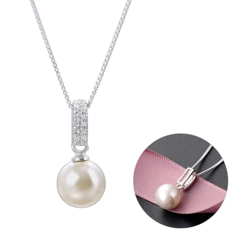 CTIRCHIU Sterlingsilber-perlenanhänger-halskette Mit Zirkonia Für Damen Schlüsselbein-kette Modebewusster Schmuck Aus Silber von CTIRCHIU