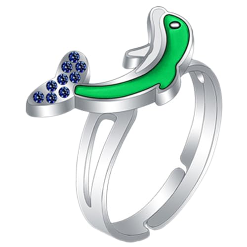 CTIRCHIU Verstellbarer Delfin Stimmungsring für Kinder Farbwechselring Legiertem Material Emotionsring für Mädchen und Jungen Temperaturabhängiger Fingerring Dekorativer Schmuck von CTIRCHIU