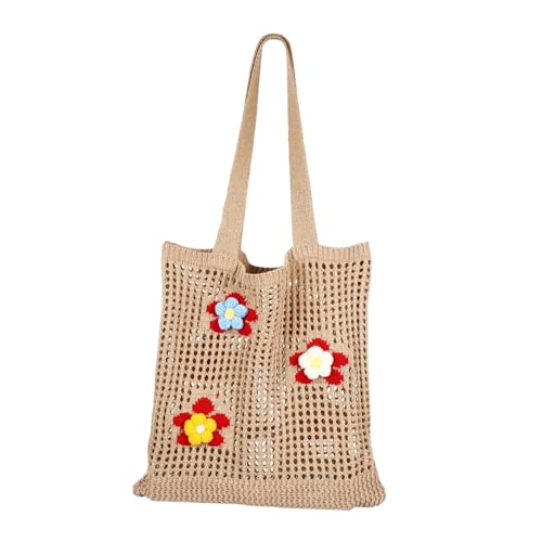 CTIRCHIU Strandtasche Damen Große Kapazität Gehäkelte Mesh Tote Bag Leicht Tragbar Vielseitige Schultertasche Für Sommer Strand Einkauf Reisen Alltag von CTIRCHIU