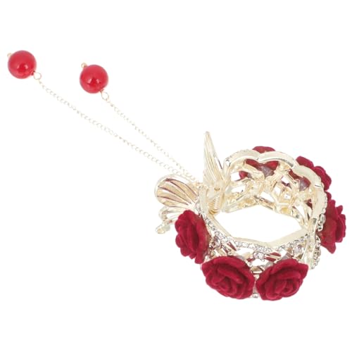 CTIRCHIU Strasshaarklammer mit Quasten im Rosendesign Pferdeschwanzclip für Damen für Partys und Besondere Anlässe Langlebig von CTIRCHIU