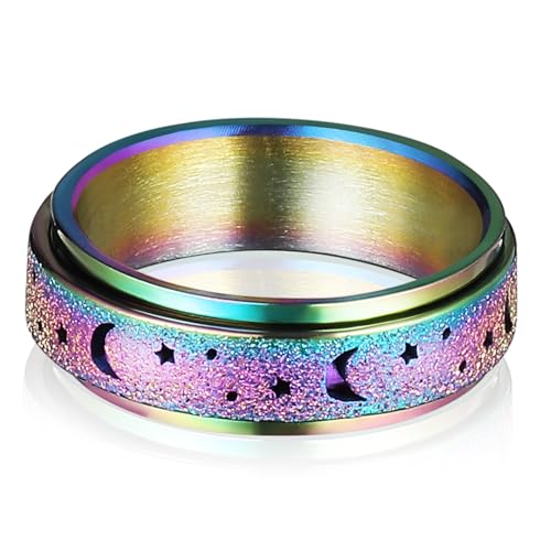 CTIRCHIU Titanring mit Rotationsfunktion Unisex Knöchelring Titanstahl für Damen und Herren Fidget Spinner Ring für und von CTIRCHIU