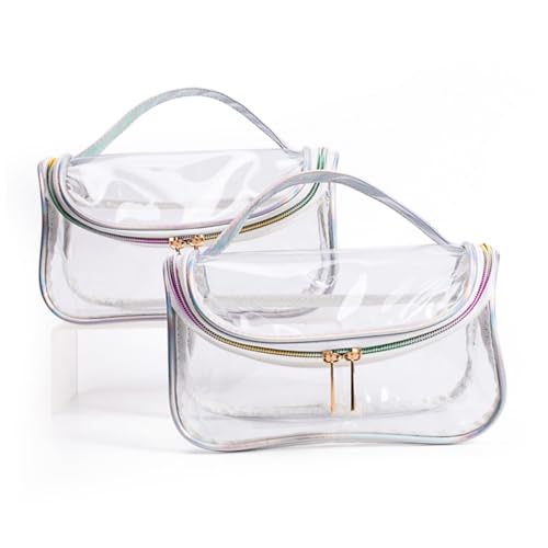 CTIRCHIU Transparente Kosmetiktasche PU Kulturbeutel Klein Leichte Reisetasche für Damen Multifunktional Vielseitig als Make up und Toilettenartikel Aufbewahrungstasche von CTIRCHIU