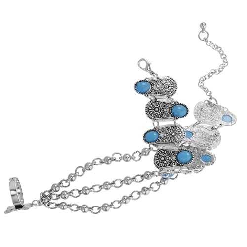 CTIRCHIU Türkises Vintage Handkette Armband mit Ring Ethnisches Design für Damen Langanhaltender Schmuck für Partys und Besondere Anlässe Handgefertigte Armbänder mit Kultureller von CTIRCHIU