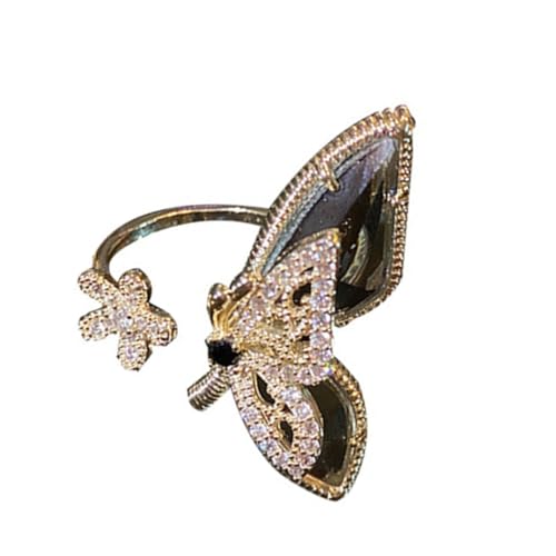 CTIRCHIU Verstellbarer Offener Damenring mit Goldfarbenem Kristallblumen design Modischer Schmuck für Festivals und Besondere Anlässe Eleganter Fingerring als Geschenkidee von CTIRCHIU