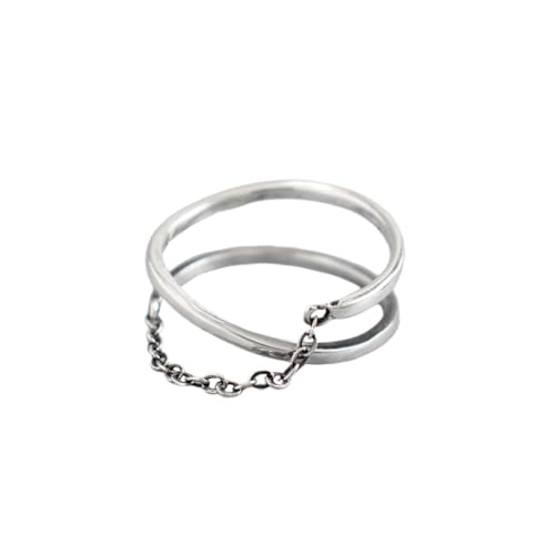 CTIRCHIU Verstellbarer Vintage Silberring mit Minimalistischer Kettenoptik Eleganter Unisex Finger Schmuck für Damen und Herren Modischer Statement Ring für Alltag und von CTIRCHIU