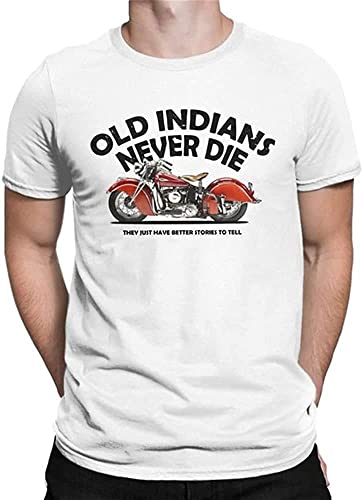 T-Shirt à Manches Courtes et col Rond Pour Homme Motif Moto Old Indians Never Die Awesome en pur Coton Blanc, Blanc, 3XL T-Shirt à Manches Courtes et col Rond Pour Homme Motif Moto Old Indians Never Die Awesome en pur Coton Blanc, Blanc, 3XL von CTLEICODW