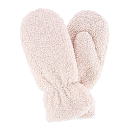 CTM® Damen Boucle Teddy Fäustlinge mit gerafftem Handgelenk, elfenbeinfarben, Einheitsgröße von CTM