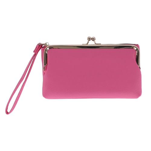 CTM Damen Fashion Kiss Lock Wristlet Vegan Leather Wallet Fushia, fuchsia, Einheitsgröße von CTM