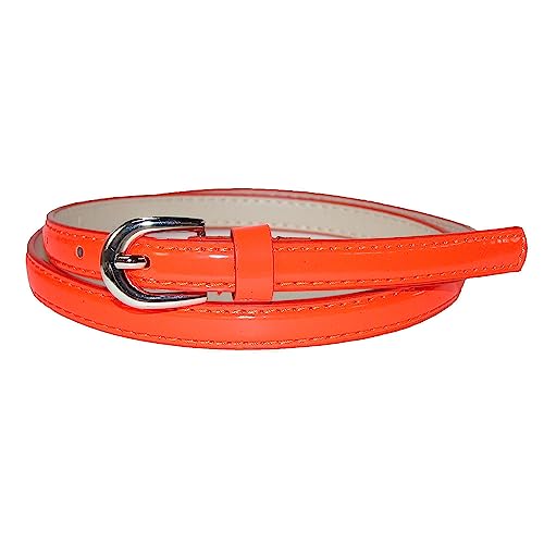 CTM Damen Skinny 1/2 Zoll Kleid Gürtel, Orange/Abendrot im Zickzackmuster (Sunset Chevron), M von CTM