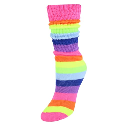 CTM Damen Super Soft Slouch Socken (1 Paar), Neon-Regenbogenfarben, Einheitsgröße von CTM