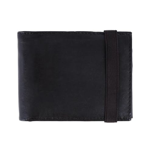 CTM Herren Bifold Geldbörse mit elastischem Keeper Strap, braun, Einheitsgröße von CTM