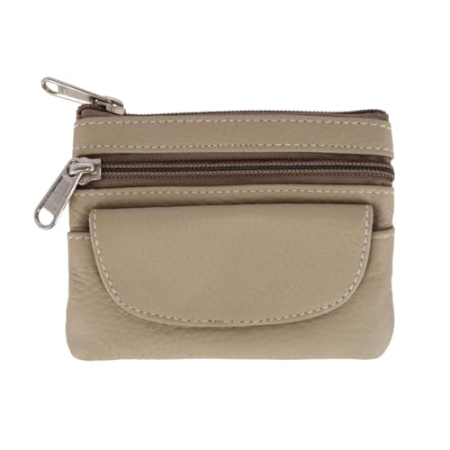 Damen Leder Münzbörse mit Fronttasche, beige, Einheitsgröße von CTM