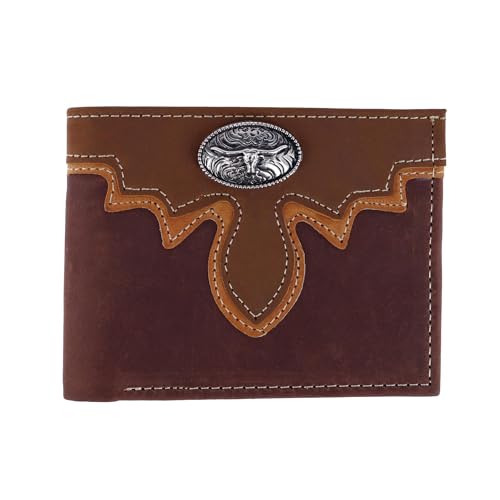 Herren Leder Longhorn Concho Bifold Geldbörse, Braun mit Hellbraun, Einheitsgröße von CTM