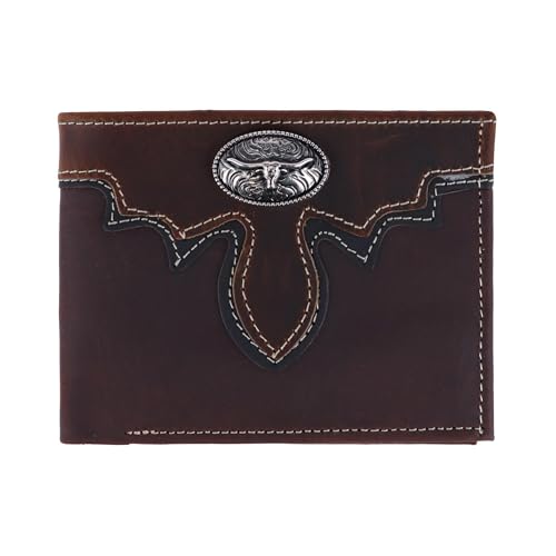 Herren Leder Longhorn Concho Bifold Geldbörse, braun, Einheitsgröße von CTM