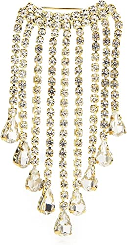 CTRSM Brosche, Brosche Damen Modeaccessoires Strass Wassertropfen Quaste Lächeln Brosche Anstecknadel Party Brosche Strickjacke Jacke Mantel Brosche Anstecknadel(Gold) von CTRSM