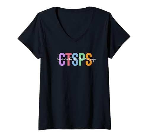 Damen CTSPS Sprachtherapie T-Shirt mit V-Ausschnitt Damen CTSPS Sprachtherapie T-Shirt mit V-Ausschnitt von CTSPS SPEECH THERAPY APPAREL