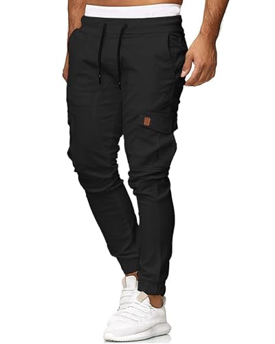 CTU Herren-Arbeitshose Freizeit-Sporthose Slim-Fit-Hose mit Kordelzug Gürtel-Taschen von CTU