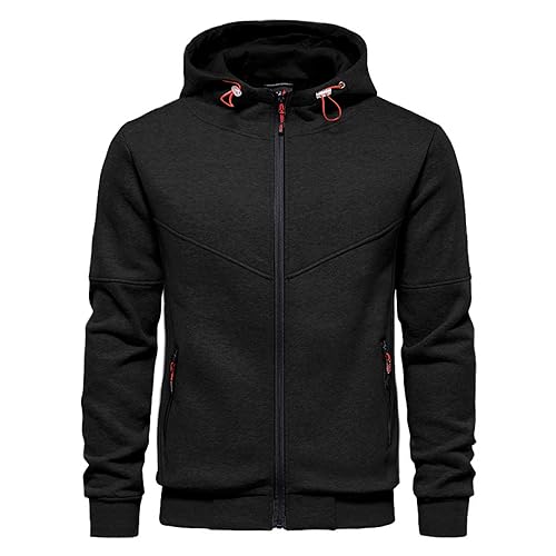 CTU Herren Hoodies Sweatshirts Jacken Langarm Fleece Zip Up Hoodies für Männer S-4XL, Schwarz , L von CTU