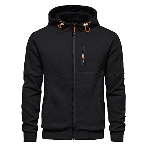 CTU Herren-Kapuzenpullover mit Reißverschluss, langärmelig, Fleece, Sweatshirts für Herren, S-3XL, Schwarz , XXL von CTU