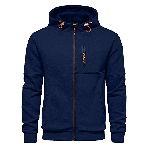 CTU Herren Hoodies Zip Up Langarm Fleece Sweatshirts Hoodies für Männer S-3XL, navy, M von CTU