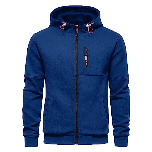 CTU Herren-Kapuzenpullover mit Reißverschluss, langärmelig, Fleece, Sweatshirts für Herren, S-3XL, blau, XXXL von CTU