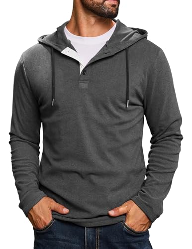 CTU Hoodie Herren Kapuzenpullover Langarm Knopf Sweatshirts Pullover mit Kapuze Dunkelgrau XL von CTU