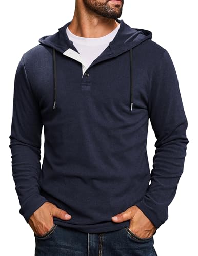 CTU Hoodie Herren Kapuzenpullover Langarm Knopf Sweatshirts Pullover mit Kapuze Navy M von CTU