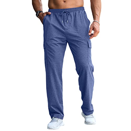 Herren-Cargo-Jogginghose, lässig, elastische Taille, Trainingshose für Herren, Größe M-4XL, blau, 36-41 von CTU