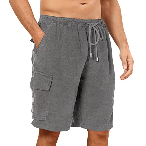 Herren-Cargo-Shorts, Baumwolle, Stretch-Cargo-Jogginghose, Arbeitsshorts für Herren, Dunkelgrau, XL von CTU