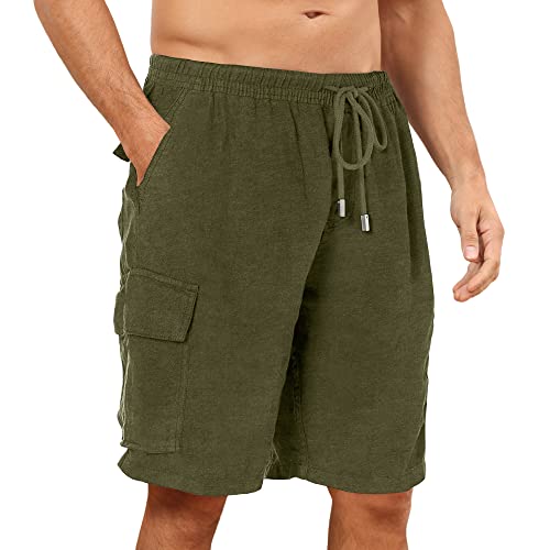 Herren-Cargo-Shorts, Baumwolle, Stretch-Cargo-Jogginghose, Arbeitsshorts für Herren, grün, XXL von CTU