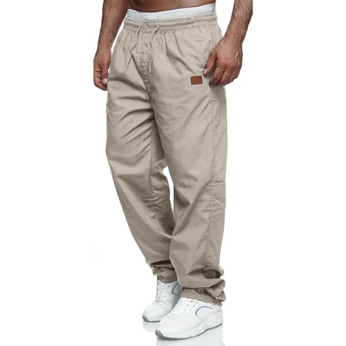 Herren Cargohose Chino Hose Herren Jogginghose Casual Freizeithose Elastische Taille Kordelzu Outdoor Hosen Beige 3XL von CTU