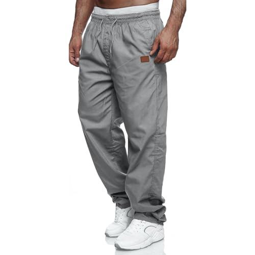Herren Cargohose Chino Hose Herren Jogginghose Casual Freizeithose Elastische Taille Kordelzu Outdoor Hosen Hellgrau 4XL von CTU