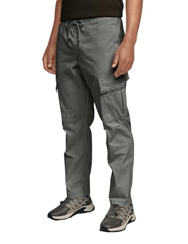 Herren Chino Cargo Hose Casual Jogginghose Freizeithose Elastische Taille mit Kordelzug Sweatpants Dunkelgrau XXL von CTU