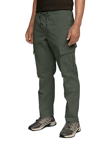 Herren Chino Cargo Hose Casual Jogginghose Freizeithose Elastische Taille mit Kordelzug Sweatpants Grün L von CTU