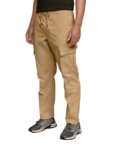 Herren Chino Cargo Hose Casual Jogginghose Freizeithose Elastische Taille mit Kordelzug Sweatpants Khaki XXL von CTU