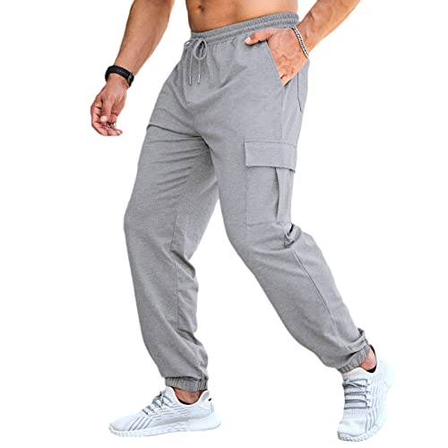 Herren-Jogginghose, Freizeit-Arbeitshose, Cargohose für Herren, Größe M-4XL, hellgrau, 31-35 von CTU