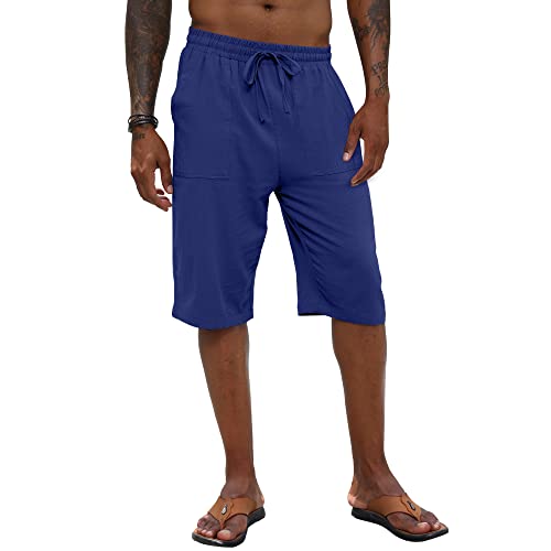 Herren Leinen Shorts 3/4 Länge Hosen Casual Baumwolle Yoga Jogger Sommer Strand elastische Kurze Hosen von CTU