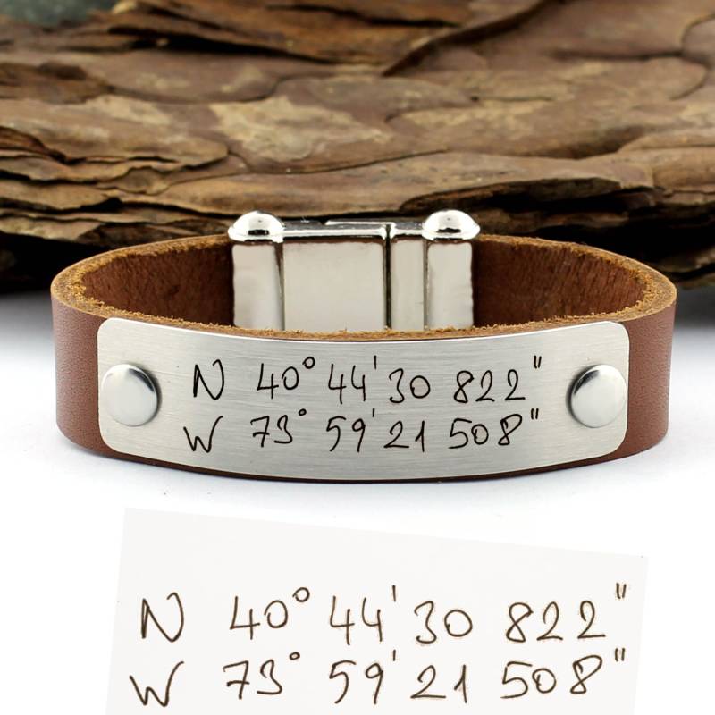 Echte Handschrift, Personalisierte Handschrift Armband, Koordinaten Leder Manschettenarmband, Individuelle Schmuck von CTdesignSHOP