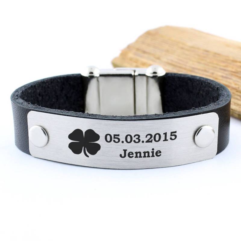 Klee-Armband, Personalisierte Datum Armband, Jahrestag Klee Geschenk, Schmuck, Trefoil Namen Armband von CTdesignSHOP