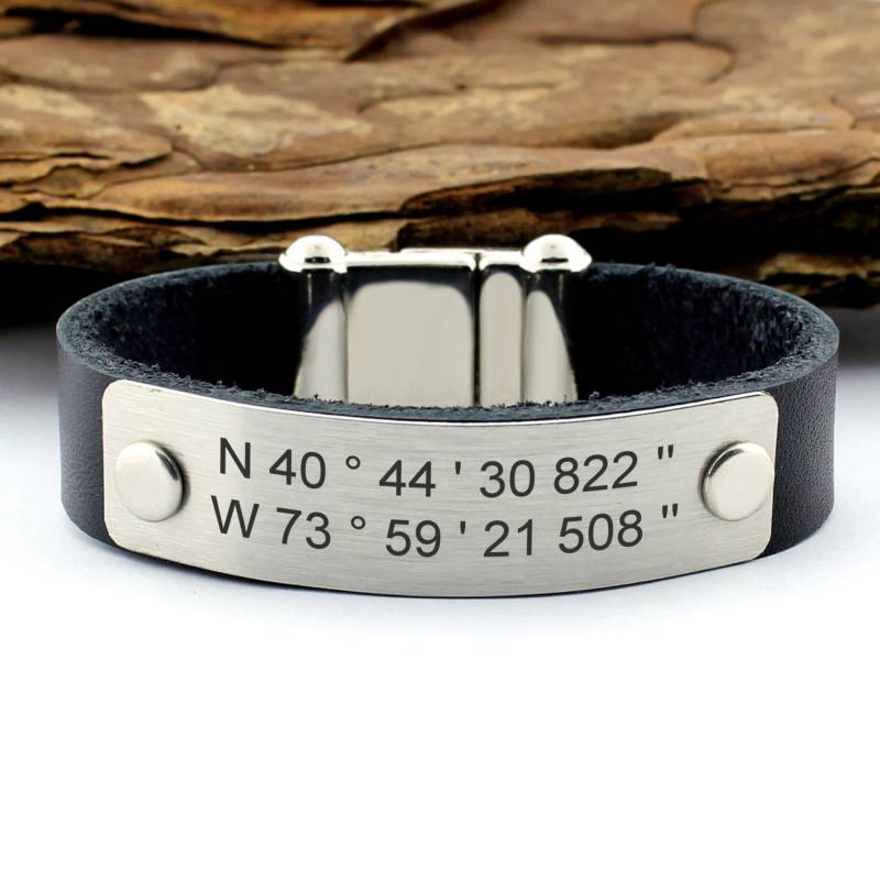 Koordinaten Armband, Personalisiertes Lederarmband, Längengrad, Personalisierter Schmuck, Gps-Armband, Personalisiertes Geschenk, Expressversand von CTdesignSHOP