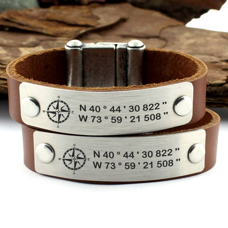 Paar-Koordinaten-Armbänder, Breitengrad-Längengrad, Gps-Armband, Personalisierte Lederarmband, Passende Armband, Sein Ihr Geschenk-Idee von CTdesignSHOP